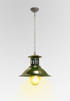 Nostalgische koperen scheepslamp hanglamp groen