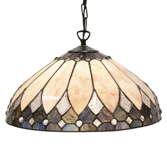 Ronde-Tiffany-hanglamp-beige-bruin-glas-hanglamp-eettafel