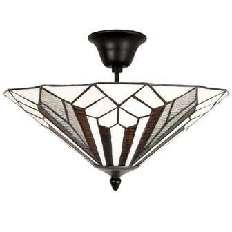 Tiffany-plafondlamp-hanglamp-wit-bruin-metaal-glas-driehoek-plafonniere-1
