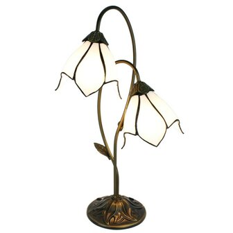 Tiffany-dubbel-Art-Nouveau-tafellamp-wit-bruin-kunststof-glas-tiffany-bureaulamp