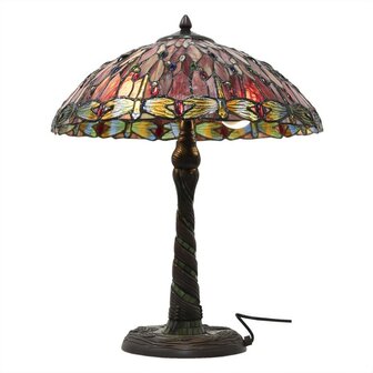 Tiffany-tafellamp-rood-beige-glas-libelle-driehoek-tiffany-bureaulamp