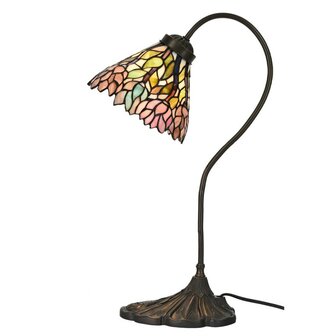 Tiffany-tafellamp-roze-beige-metaal-glas-tiffany-bureaulamp