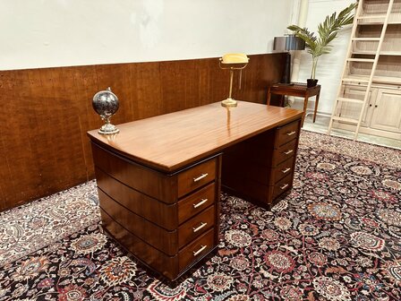 Klassiek-Antiek-Chesterfield-Engels-Art-Deco-Bureau-Desk-Partnerdesk