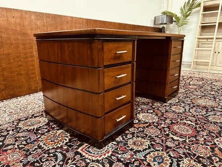 Klassiek-Antiek-Chesterfield-Engels-Art-Deco-Bureau-Desk-Partnerdesk