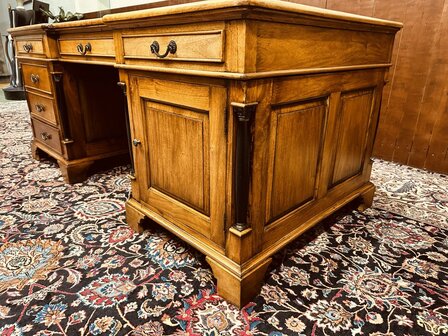 Engels-Klassiek-Antiek-Chesterfield-Bureau-Desk-Partnerdesk-Empire