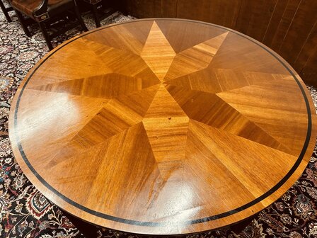 Klassiek-Engels-Art-Deco-Ronde-Vergadertafel-Eetafel-Inleg