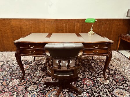 Klassiek-Engels-Chesterfield-Schrijftafel-Bureau-Bureaustoel