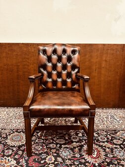 Klassiek-Engels-Antiek-Chesterfield-Set-Stoelen-Eetkamerstoel-Bureaustoel