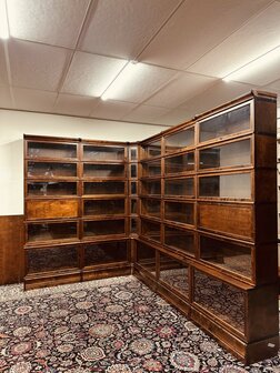 Klassiek-Antiek-Engels-Globe-Wernicke-Hoekkast-Boekenkast-Bibliotheekkast