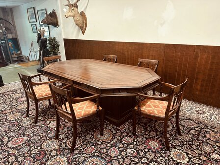 Klassiek-Engelse-Vergadertafel-met-Stoelen