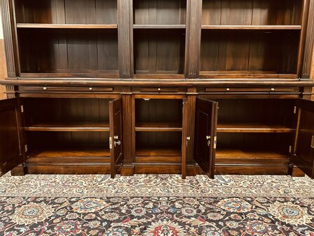 Klassiek-Engels-Antiek-Oud-Mahonie-Boekenkast-Bibliotheekkast-Kast-met-Ladder