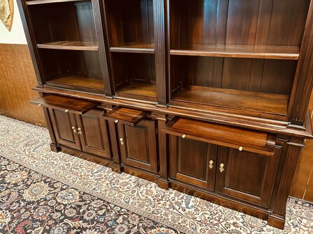 Klassiek-Engels-Antiek-Oud-Mahonie-Boekenkast-Bibliotheekkast-Kast-met-Ladder