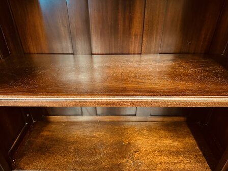 Klassiek-Engels-Antiek-Oud-Mahonie-Boekenkast-Bibliotheekkast-Kast-met-Ladder