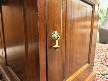 Klassiek-Engels-Antiek-Oud-Bureau-Desk-met-Zwart-Lederen-Inleg-13