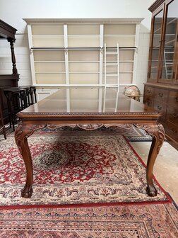 Grote-Klassieke-Antieke-Oude-Italiaanse-Eettafel-Notenhouten-Blad-3