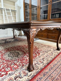 Grote-Klassieke-Antieke-Oude-Italiaanse-Eettafel-Notenhouten-Blad-4