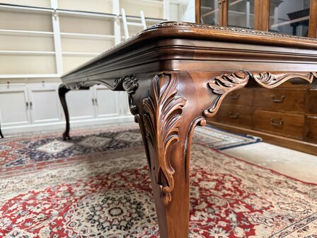 Grote-Klassieke-Antieke-Oude-Italiaanse-Eettafel-Notenhouten-Blad-5