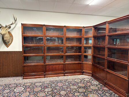 Klassiek-Oud-Engels-Antiek-Chesterfield-Originele-Globe-Wernicke-Modulaire-Boekenkast-Hoekkast-Bibliotheekkast-Vitrinekast