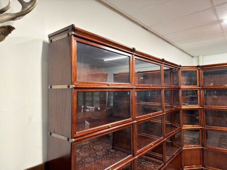 Klassiek-Oud-Engels-Antiek-Chesterfield-Originele-Globe-Wernicke-Modulaire-Boekenkast-Hoekkast-Bibliotheekkast-Vitrinekast