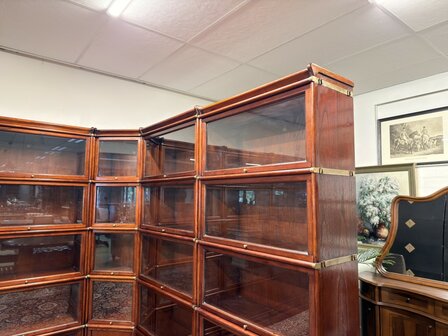 Klassiek-Oud-Engels-Antiek-Chesterfield-Originele-Globe-Wernicke-Modulaire-Boekenkast-Hoekkast-Bibliotheekkast-Vitrinekast