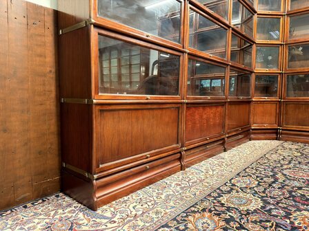 Klassiek-Oud-Engels-Antiek-Chesterfield-Originele-Globe-Wernicke-Modulaire-Boekenkast-Hoekkast-Bibliotheekkast-Vitrinekast