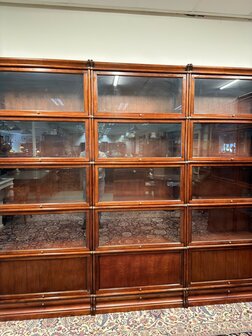Klassiek-Oud-Engels-Antiek-Chesterfield-Originele-Globe-Wernicke-Modulaire-Boekenkast-Hoekkast-Bibliotheekkast-Vitrinekast