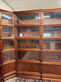Klassiek-Oud-Engels-Antiek-Chesterfield-Originele-Globe-Wernicke-Modulaire-Boekenkast-Hoekkast-Bibliotheekkast-Vitrinekast