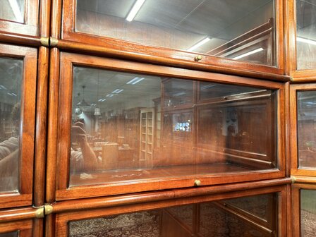 Klassiek-Oud-Engels-Antiek-Chesterfield-Originele-Globe-Wernicke-Modulaire-Boekenkast-Hoekkast-Bibliotheekkast-Vitrinekast