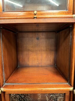 Klassiek-Oud-Engels-Antiek-Chesterfield-Originele-Globe-Wernicke-Modulaire-Boekenkast-Hoekkast-Bibliotheekkast-Vitrinekast