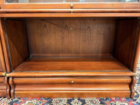 Klassiek-Oud-Engels-Antiek-Chesterfield-Originele-Globe-Wernicke-Modulaire-Boekenkast-Hoekkast-Bibliotheekkast-Vitrinekast