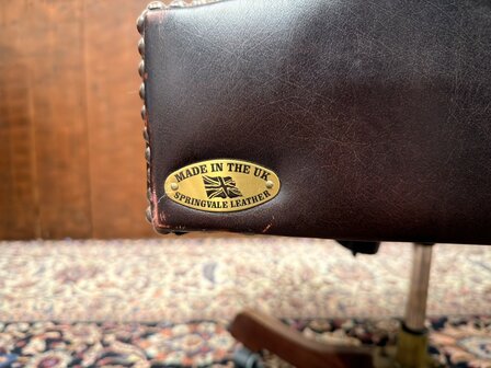 Klassiek-Engels-Antiek-Oud-Springvale-Chesterfield-Bureaustoel-Director-Chair-Oxblood-Leder