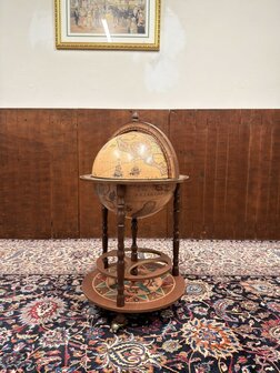 Klassiek-Oud-Antiek-Italiaans-Zoffoli-Bar-Drank-Globe-Weredbol-Vloermodel