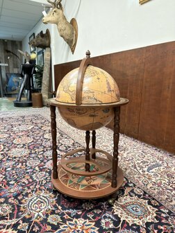 Klassiek-Oud-Antiek-Italiaans-Zoffoli-Bar-Drank-Globe-Weredbol-Vloermodel