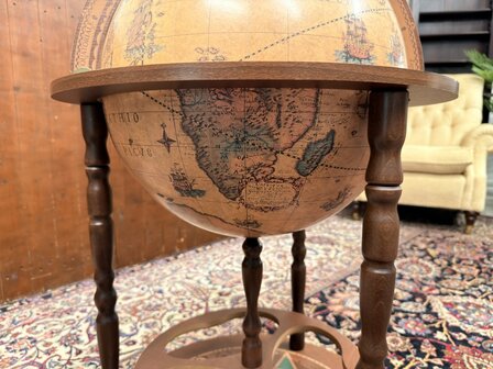 Klassiek-Oud-Antiek-Italiaans-Zoffoli-Bar-Drank-Globe-Weredbol-Vloermodel