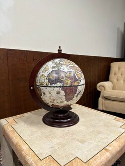 Klassiek-Oud-Antiek-Italiaans-Zoffoli-Bar-Drank-Globe-Weredbol-Tafelmodel