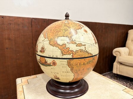 Klassiek-Oud-Antiek-Italiaans-Zoffoli-Bar-Drank-Globe-Weredbol-Tafelmodel