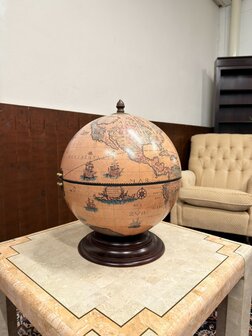 Klassiek-Oud-Antiek-Italiaans-Zoffoli-Drank-Bar-Globe-Weredbol-Tafelmodel