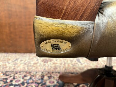 Klassiek-Engels-Oud-Antiek-Nieuw-Nieuwe-Chesterfield-Bureaustoel-President-Chair-Geel-Leder