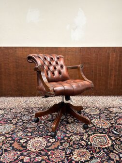Klassiek-Engels-Antiek-Oud-Chesterfield-Nieuw-Nieuwe-Bureaustoel-President-Chair