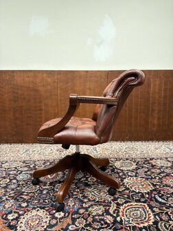 Klassiek-Engels-Antiek-Oud-Chesterfield-Nieuw-Nieuwe-Bureaustoel-President-Chair
