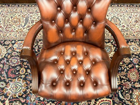 Klassiek-Engels-Antiek-Oud-Chesterfield-Nieuw-Nieuwe-Bureaustoel-President-Chair