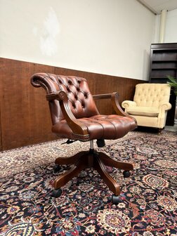 Klassiek-Engels-Antiek-Oud-Chesterfield-Nieuw-Nieuwe-Bureaustoel-President-Chair
