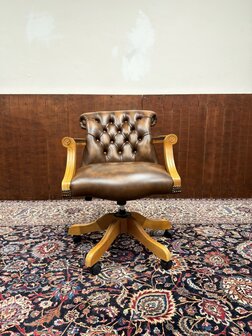 Klassiek-Engels-Antiek-Oud-Chesterfield-Bureaustoel-President-Chair-Nieuw