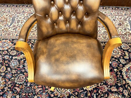 Klassiek-Engels-Antiek-Oud-Chesterfield-Bureaustoel-President-Chair-Nieuw