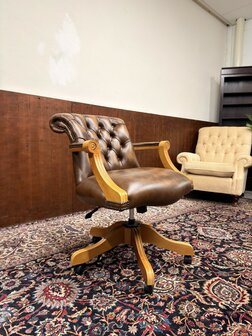 Klassiek-Engels-Antiek-Oud-Chesterfield-Bureaustoel-President-Chair-Nieuw