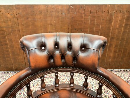 Klassiek-Engels-Antiek-Oud-Chesterfield-Bureaustoel-Captain-Chair