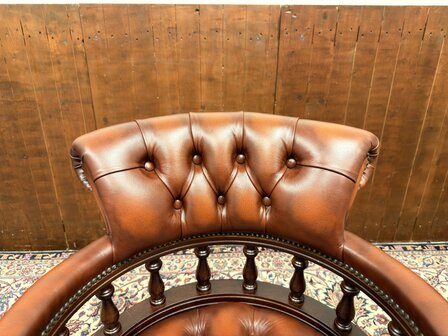 Klassiek-Engels-Antiek-Oud-Chesterfield-Bureaustoel-Chair-Captain-Chair-Stoel