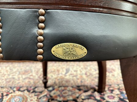 Klassiek-Oud-Antiek-Engels-Springvale-Chesterfield-Zwart-Lederen-Bureaustoel-Stoel-Captain-Chair