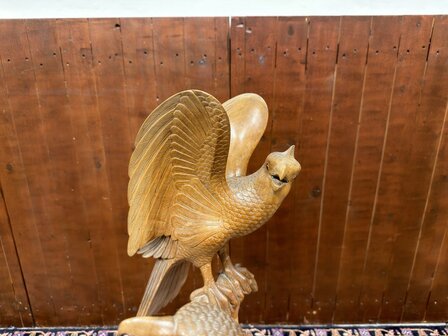 Antiek houtsnijwerk van diverse vogels