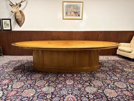Klassiek-Oud-Antiek-Engels-Chesterfield-Globe-Wernicke-Art-Deco-Vergadertafel-Conferentietafel-Tafel